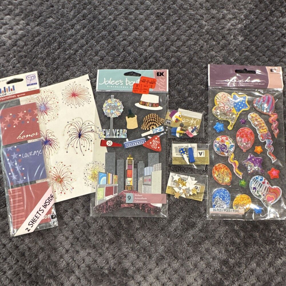 Jolee's Boutique New Year Party Patriotic Scrapbooking Sticker Lot Multicolor